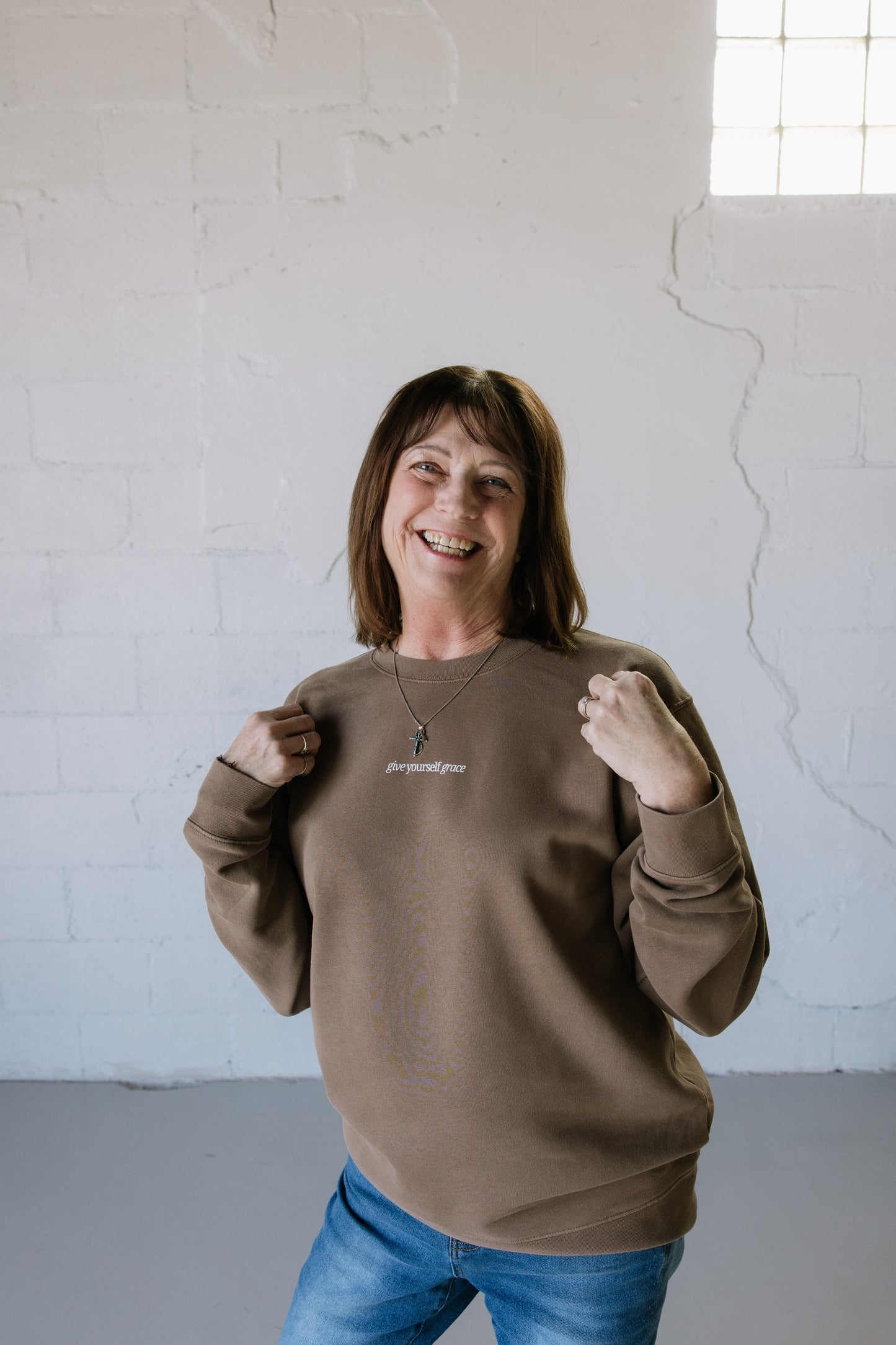 Give Yourself Grace (Clay) Pigment-Dyed Crewneck Sweatshirt | Encouragement Apparel | Positive Vibes
