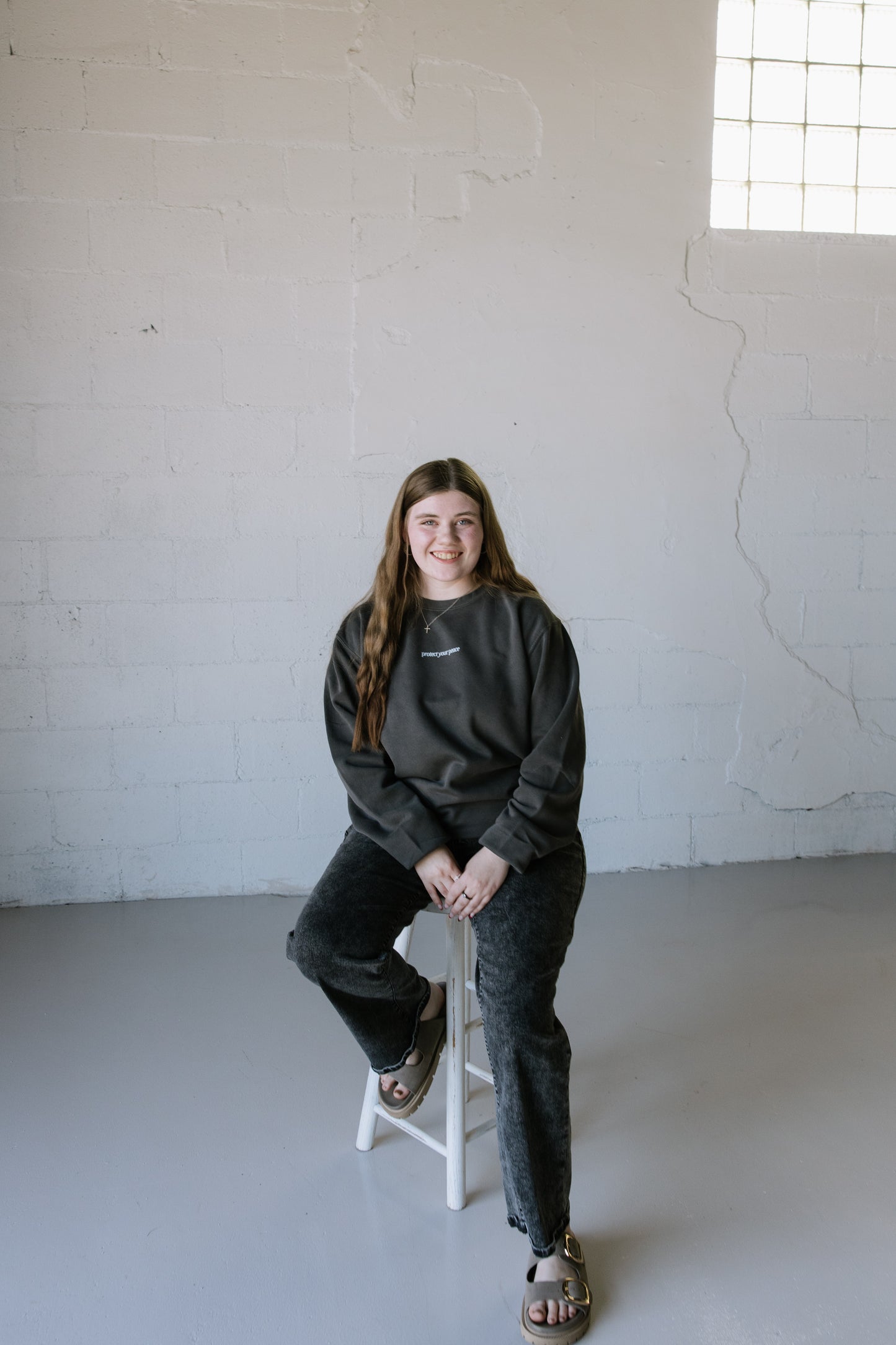 Protect Your Peace (Charcoal) Pigment-Dyed Crewneck Sweatshirt | Encouragement Apparel | Positive Vibes