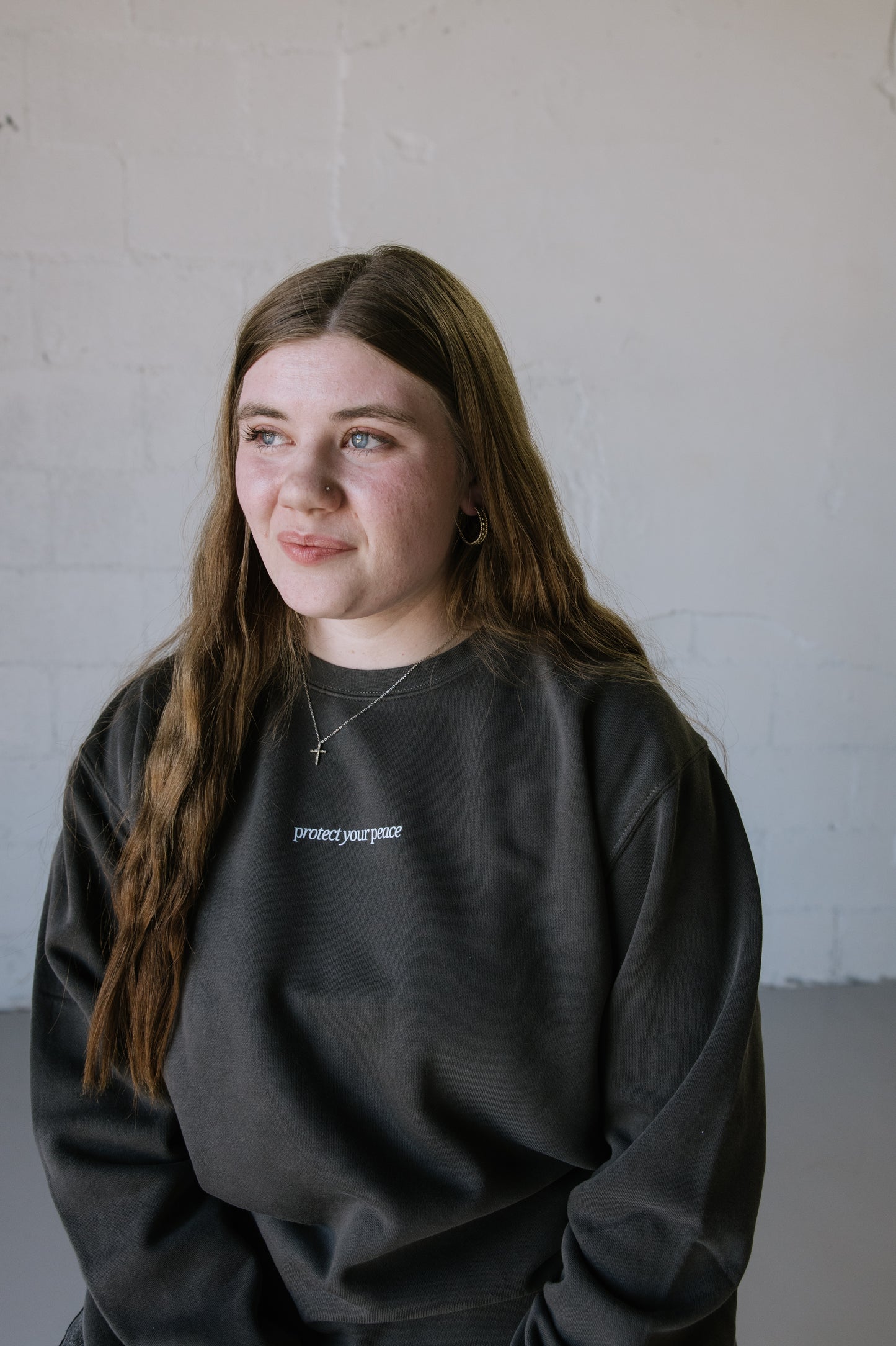 Protect Your Peace (Charcoal) Pigment-Dyed Crewneck Sweatshirt | Encouragement Apparel | Positive Vibes