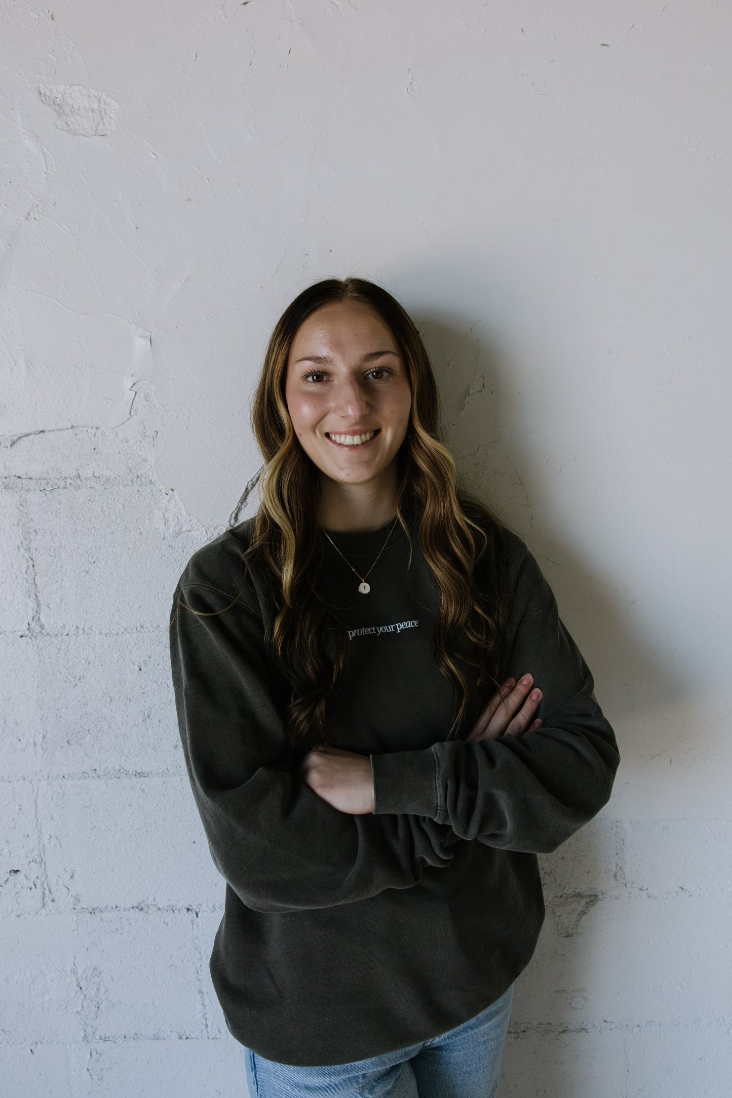 Protect Your Peace (Charcoal) Pigment-Dyed Crewneck Sweatshirt | Encouragement Apparel | Positive Vibes