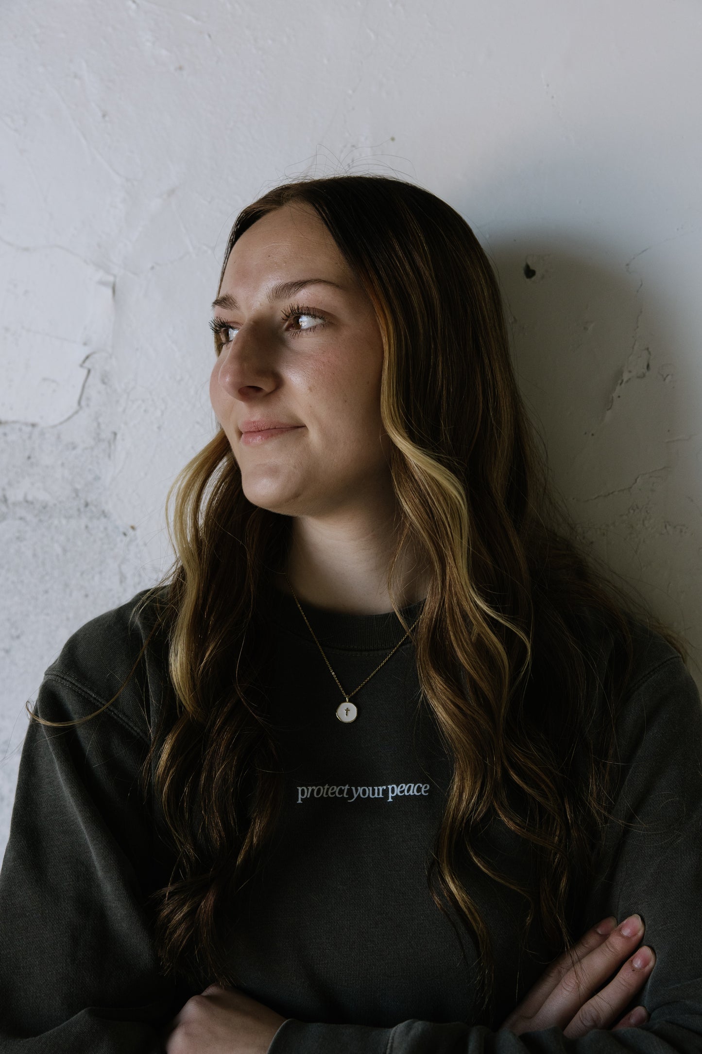 Protect Your Peace (Charcoal) Pigment-Dyed Crewneck Sweatshirt | Encouragement Apparel | Positive Vibes