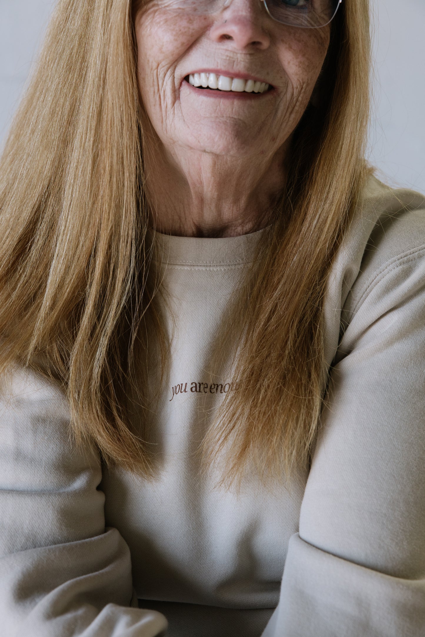 You Are Enough (Beige)  Pigment-Dyed Crewneck Sweatshirt | Encouragement Apparel | Positive Vibes