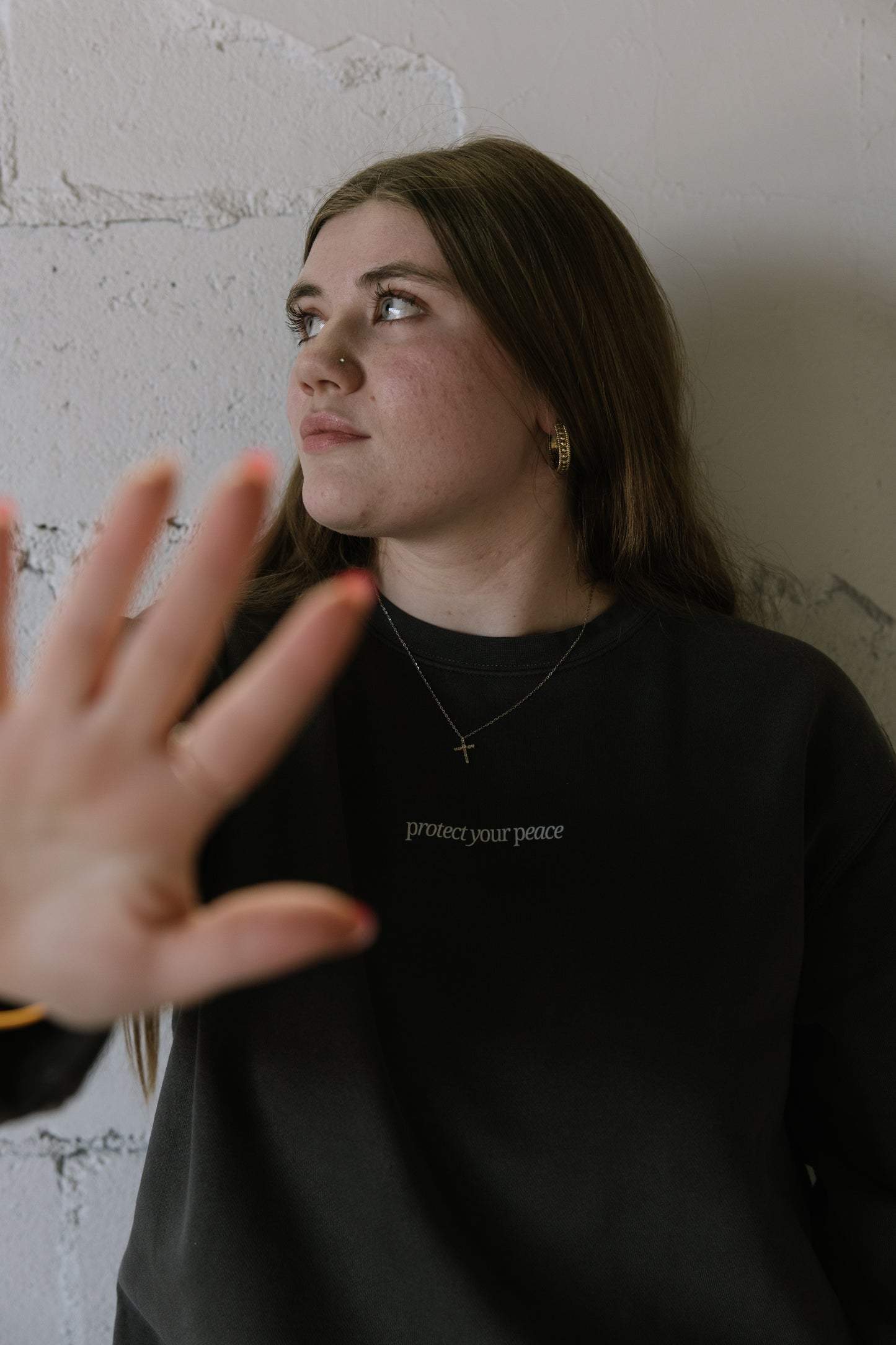 Protect Your Peace (Charcoal) Pigment-Dyed Crewneck Sweatshirt | Encouragement Apparel | Positive Vibes