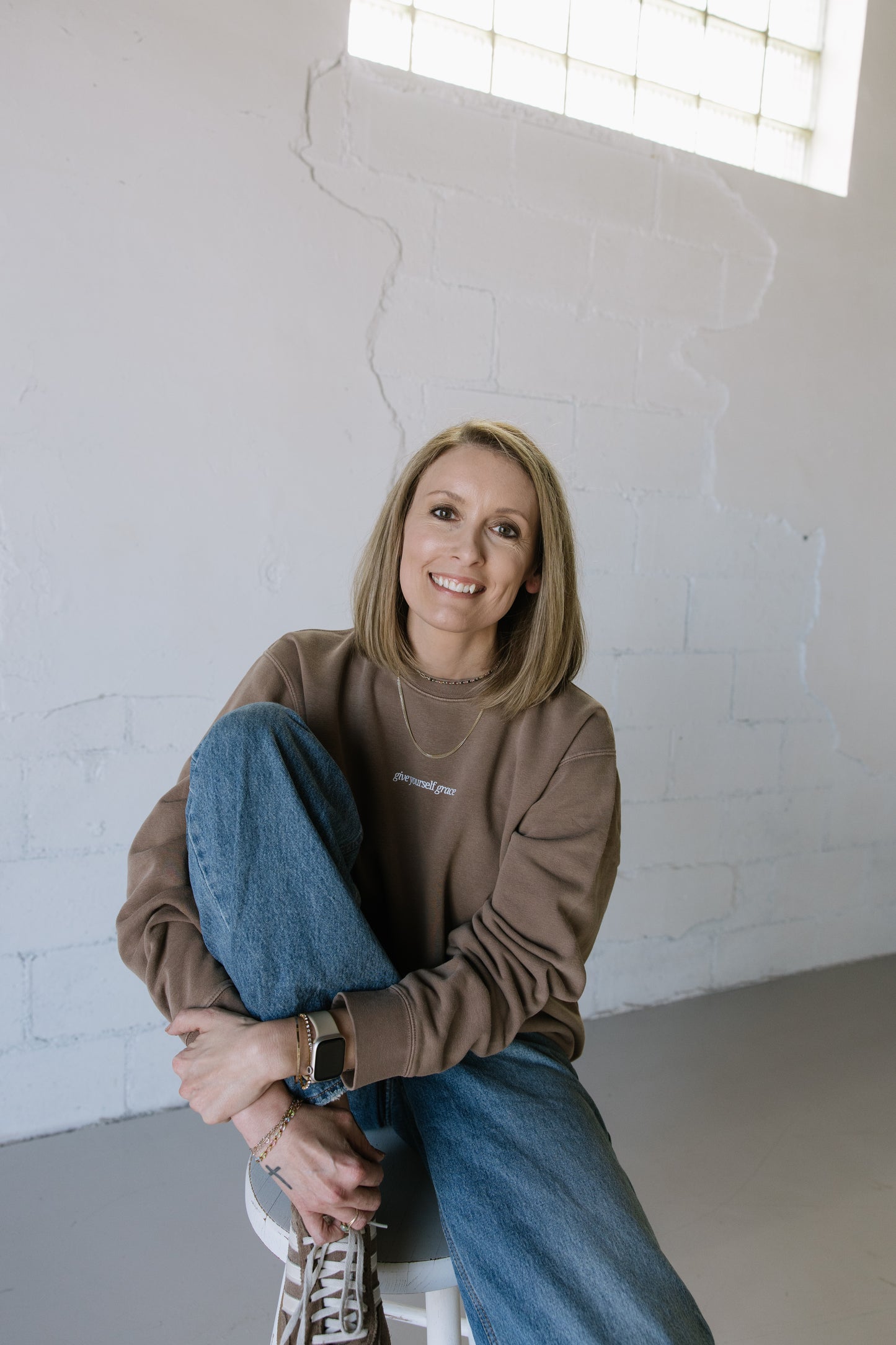 Give Yourself Grace (Clay) Pigment-Dyed Crewneck Sweatshirt | Encouragement Apparel | Positive Vibes