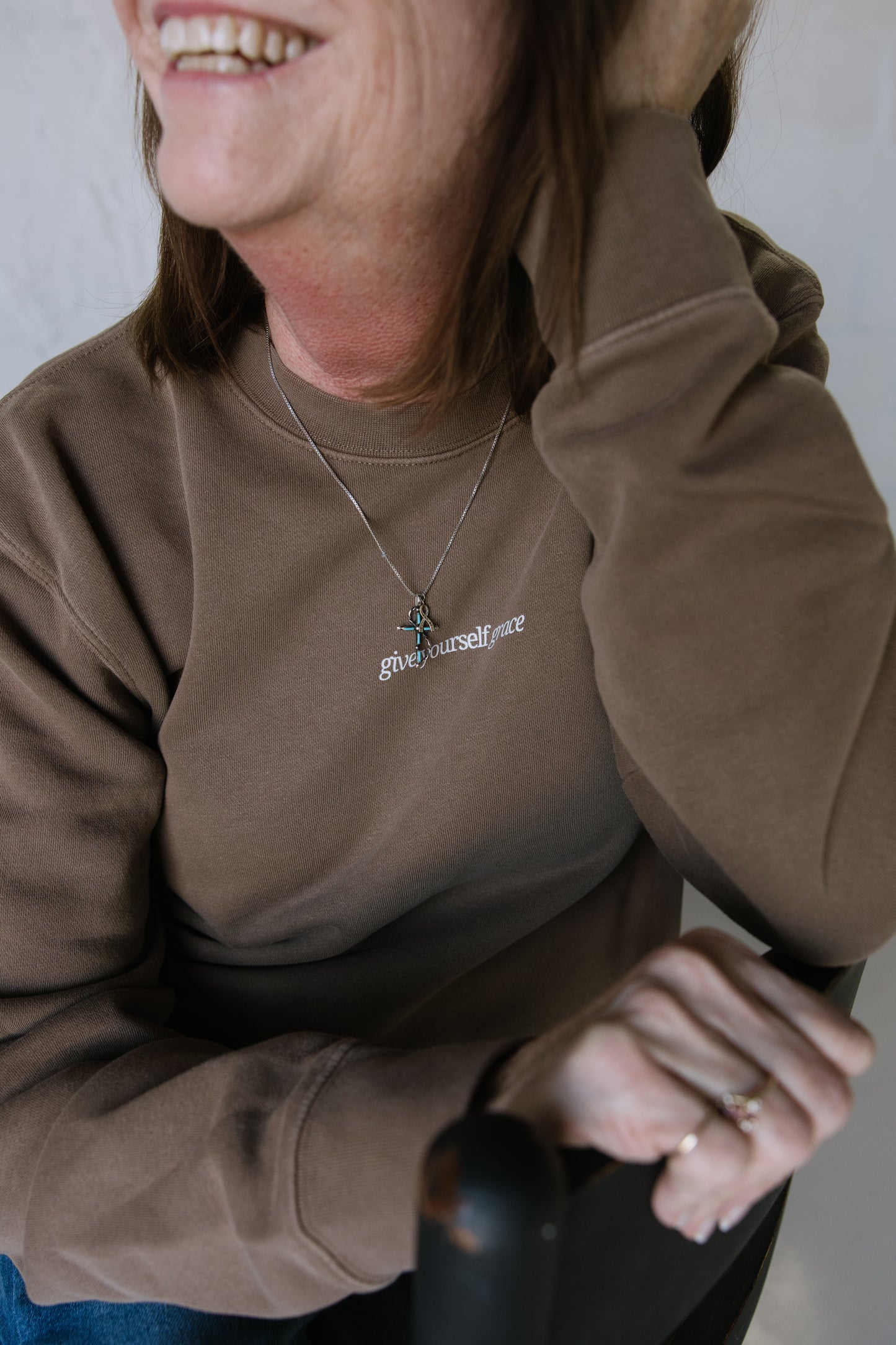 Give Yourself Grace (Clay) Pigment-Dyed Crewneck Sweatshirt | Encouragement Apparel | Positive Vibes
