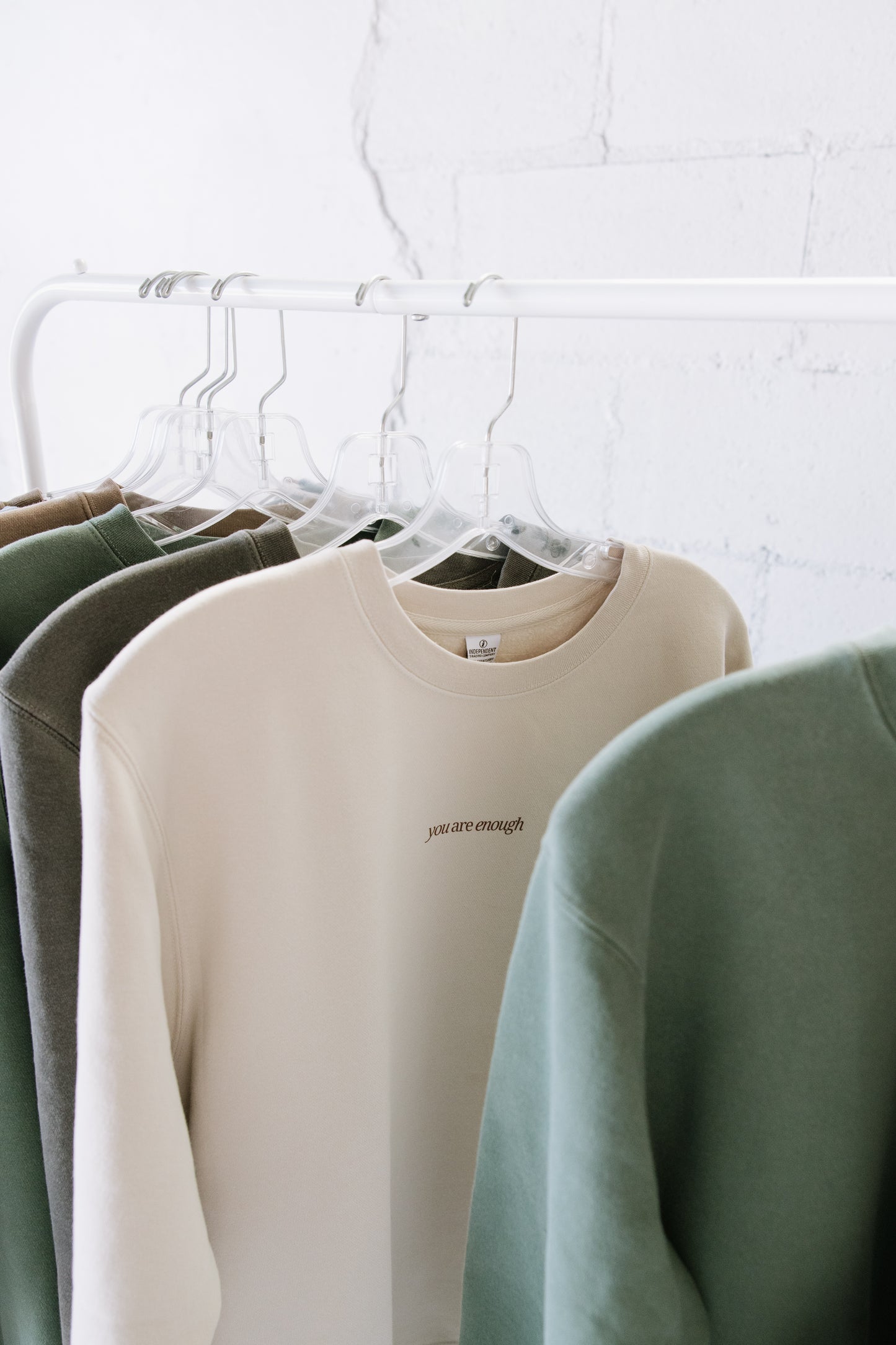 You Are Enough (Beige)  Pigment-Dyed Crewneck Sweatshirt | Encouragement Apparel | Positive Vibes