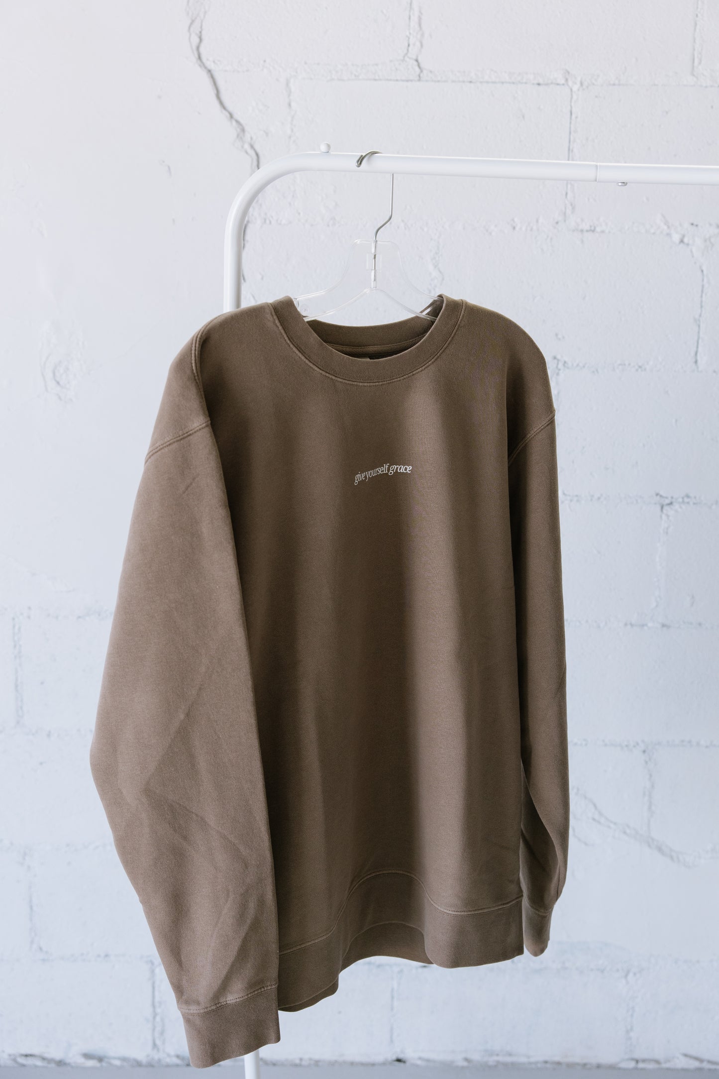 Give Yourself Grace (Clay) Pigment-Dyed Crewneck Sweatshirt | Encouragement Apparel | Positive Vibes