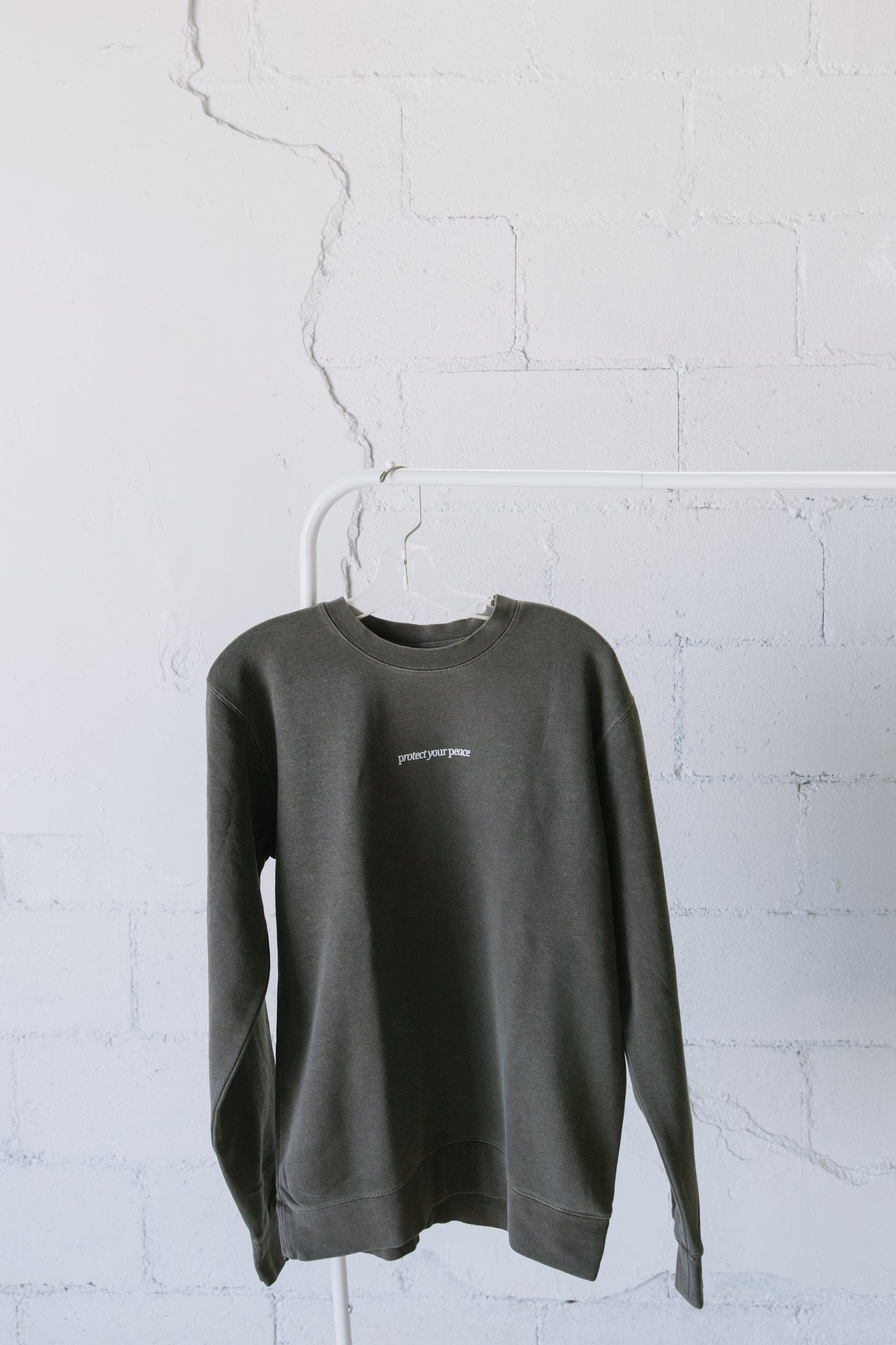 Protect Your Peace (Charcoal) Pigment-Dyed Crewneck Sweatshirt | Encouragement Apparel | Positive Vibes
