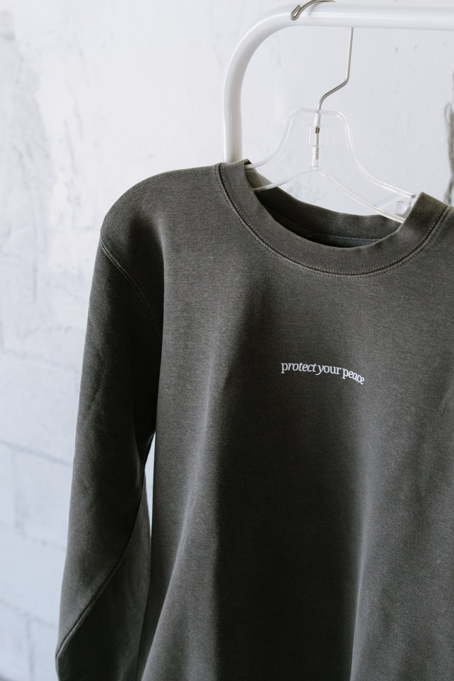 Protect Your Peace (Charcoal) Pigment-Dyed Crewneck Sweatshirt | Encouragement Apparel | Positive Vibes