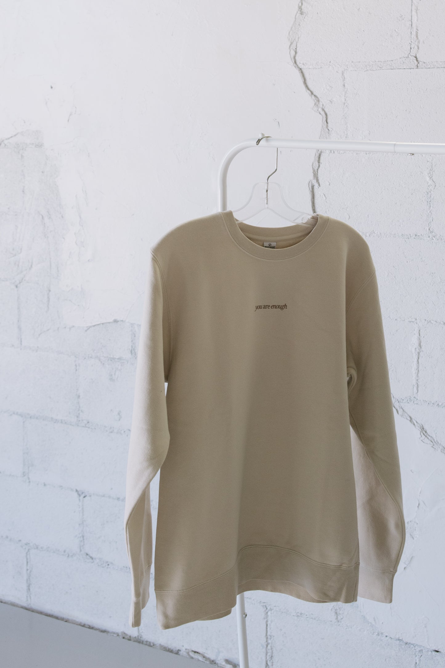 You Are Enough (Beige)  Pigment-Dyed Crewneck Sweatshirt | Encouragement Apparel | Positive Vibes