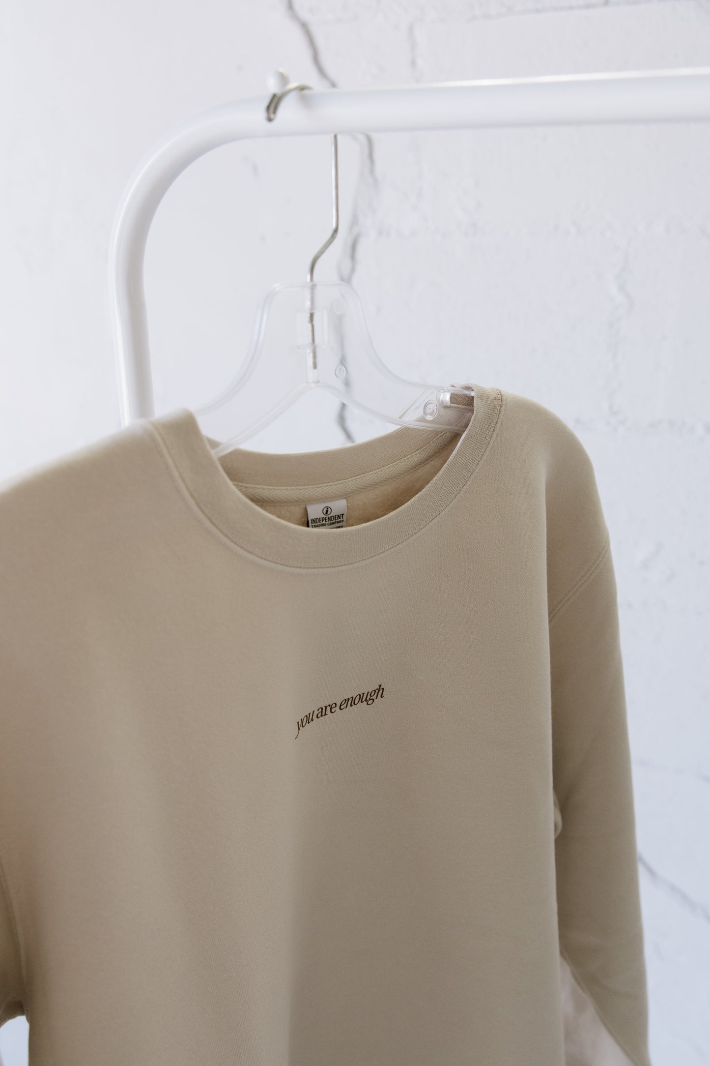 You Are Enough (Beige)  Pigment-Dyed Crewneck Sweatshirt | Encouragement Apparel | Positive Vibes