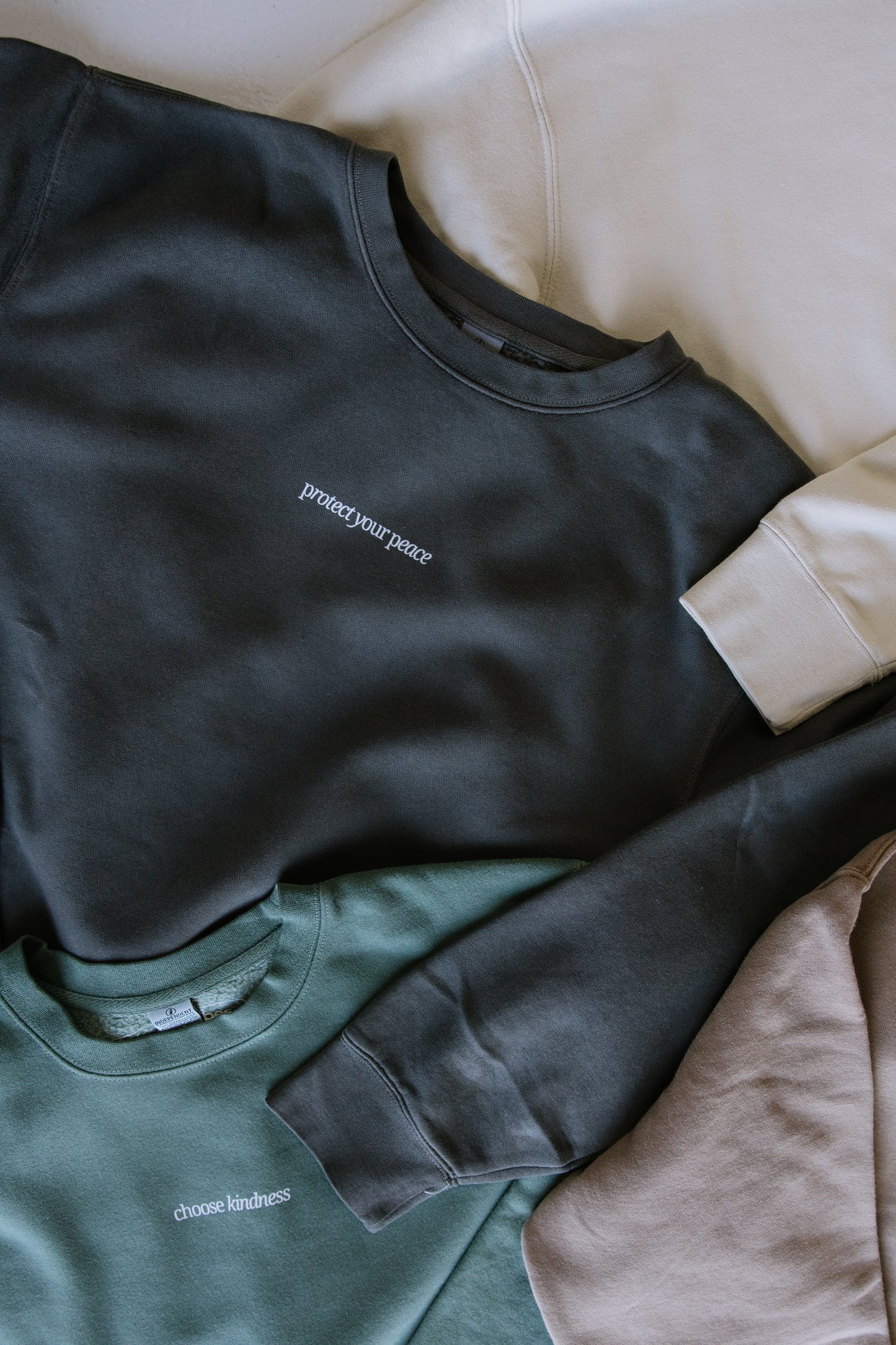 Protect Your Peace (Charcoal) Pigment-Dyed Crewneck Sweatshirt | Encouragement Apparel | Positive Vibes