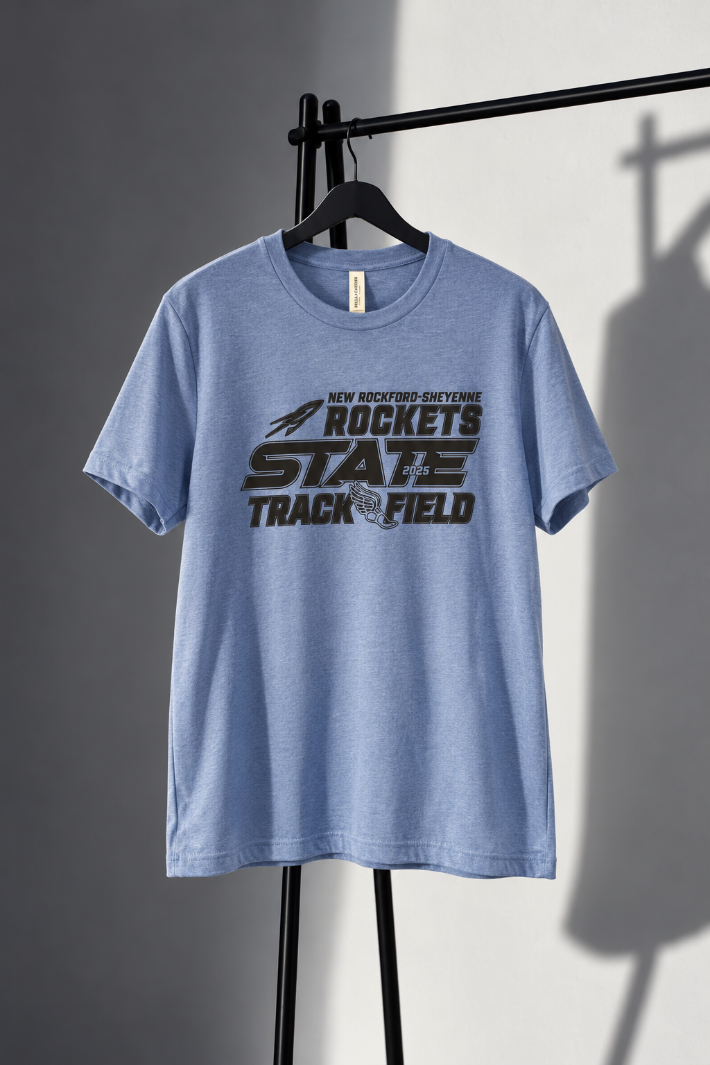 Light blue Rockets State Track and Field 2025 tee – large