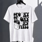 White Spooky Vibes graphic tee with black lettering and cute ghosts