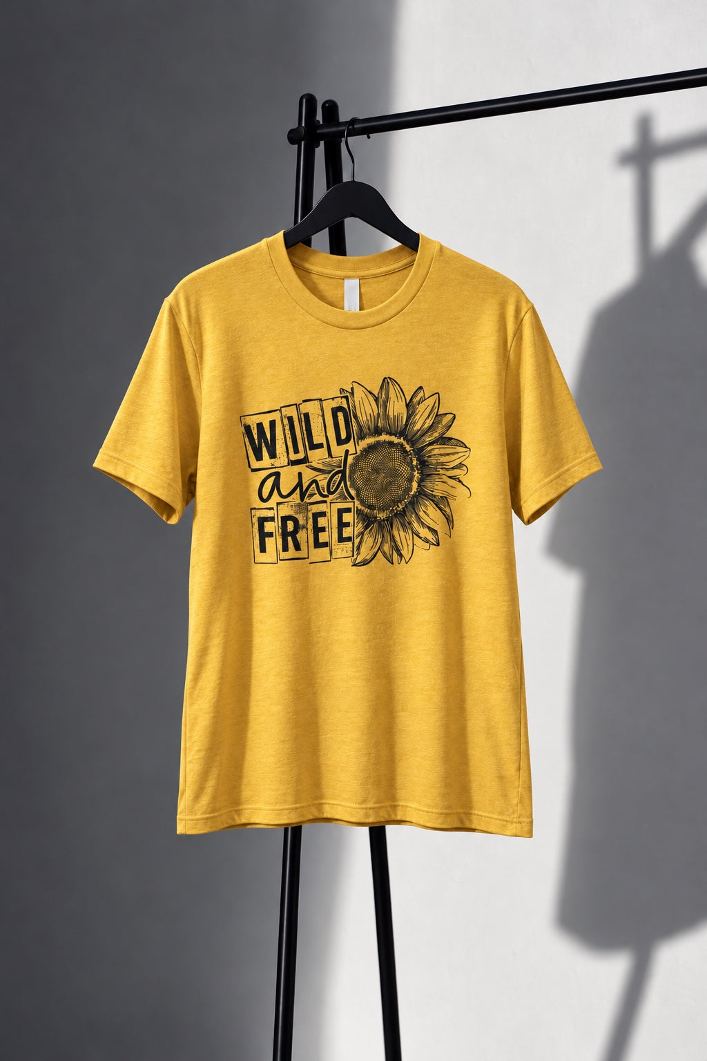 Yellow Wild and Free sunflower graphic tee